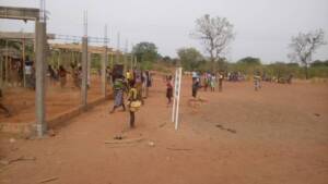 The frame of a new school building going up at Duuni