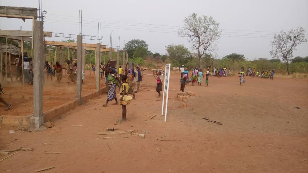 The frame of a new school building going up at Duuni