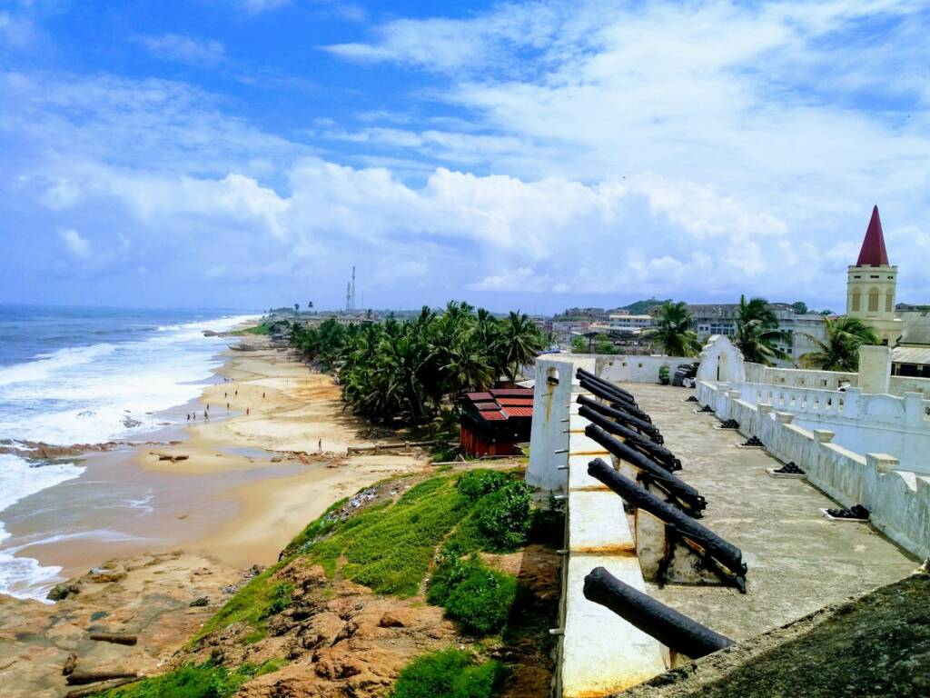 Cape Coast Castle and the beach beside it, Central Region, Ghana